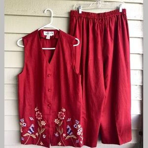 Vtg. Diane Von Furstenberg Lagenlook Vest Suit